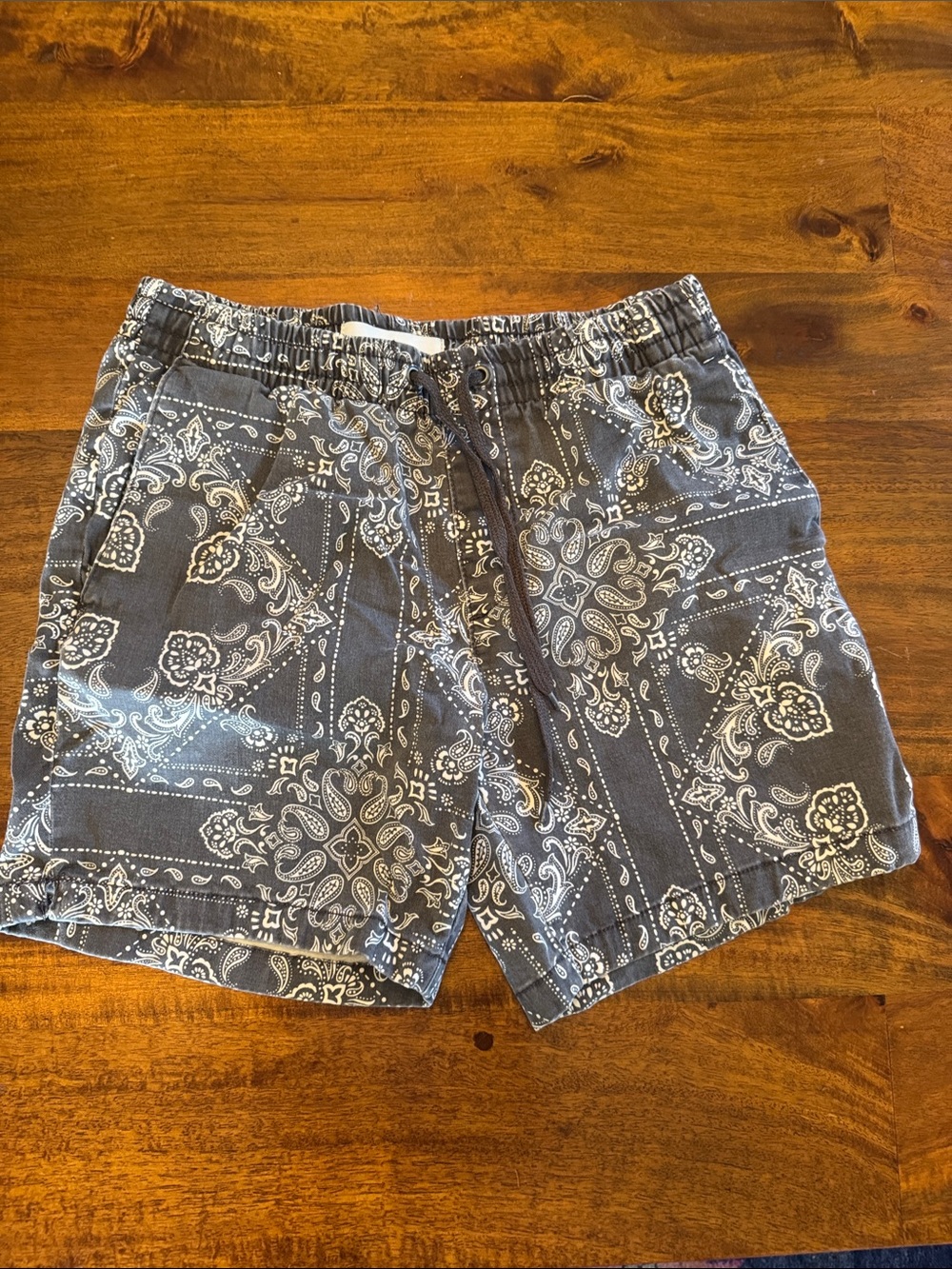 PacSun Bandana Print Drawstring Volley Shorts - Grey & White Mens small